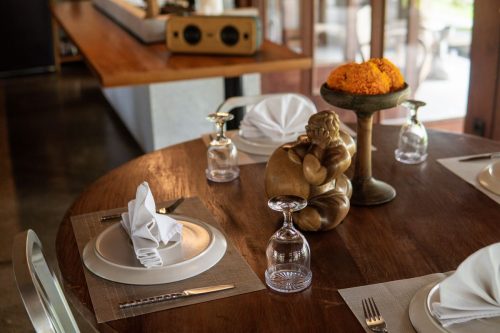 Place setting on the dining table