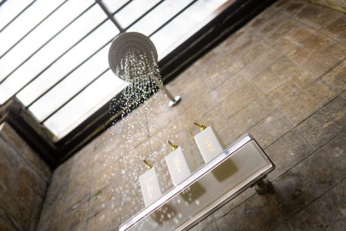 Rain shower under the open roof