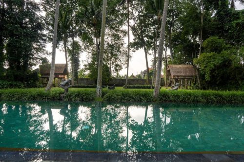 The 25-metre main pool under coconut palms